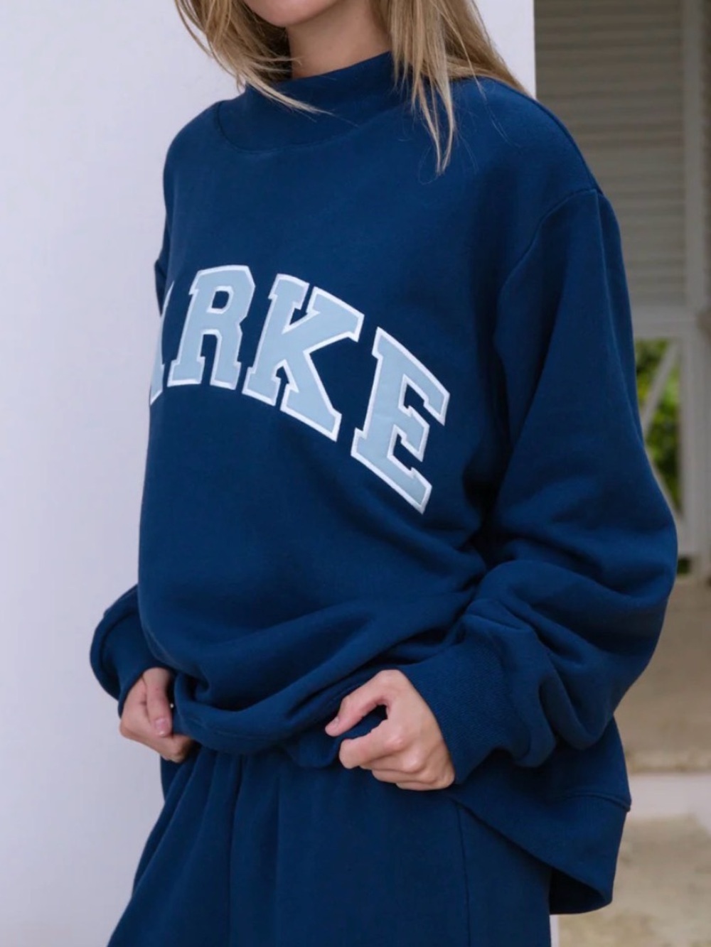 NWT PARKE 🏝️ SUMMERLAND DROP ☀️ Heritage Varsity Mockneck- Seabreeze- Size L/XL - Picture 2 of 14